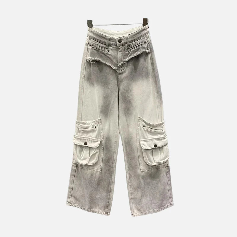 Y2K Retro Gradient Cargo Denim Jeans