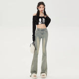 High Waist Vintage Blue Flare Jeans