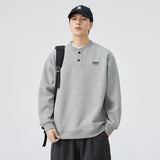 Soft Comfortable Casual Henley Neck Sweatshirt