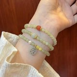 Natural Hetian Jade Agate Lotus Bracelet