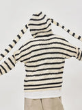 Striped Print Long Sleeve Hooded T-Shirt