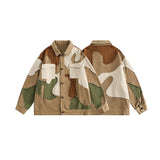 Streetwear Camouflage Color Block Hip Hop Denim Jacket