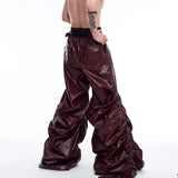 Luxury Stacking Wide Leg Faux Leather Pants