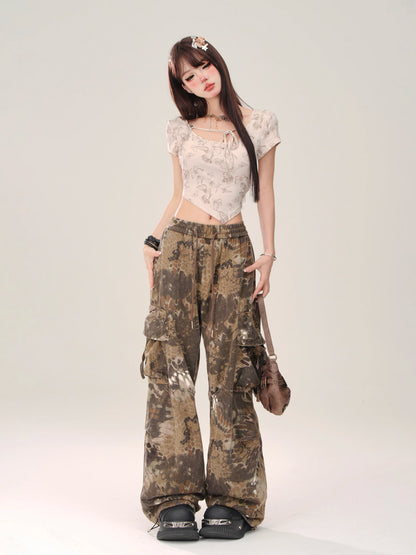 Stylish Snake Patterned Wide Leg Pants