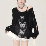 Y2K Butterfly Print Women Top