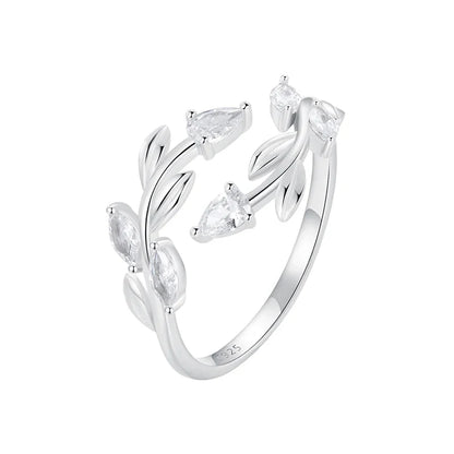 Simple Leaf Adjustable Lucky Statement Ring
