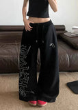 Japanese Style Drawstring Wide Leg Sweatpants