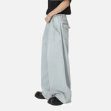 Streetwear Light Blue Washed Wide Leg Jeans