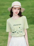Green Flower Embroidered T-shirt