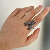 Handmade Retro Silver Angel Wings Ring