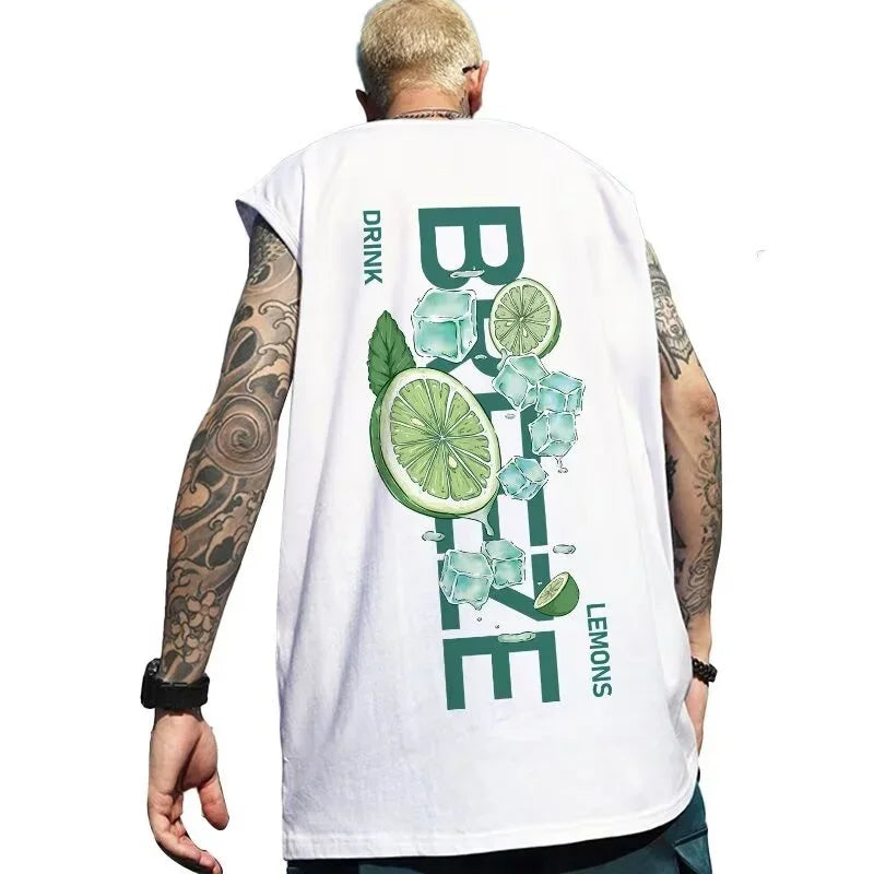 Lemon Graphic Print Sleeveless Tank T-Shirt