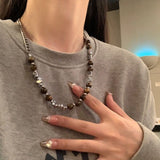 Amber Cat Eye Choker Gothic Stainless Necklace