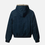 Y2K Quilted Retro Denim Fur Hooded Jacket