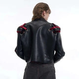 Everyday Essential Ribbon Design Leather Jacket