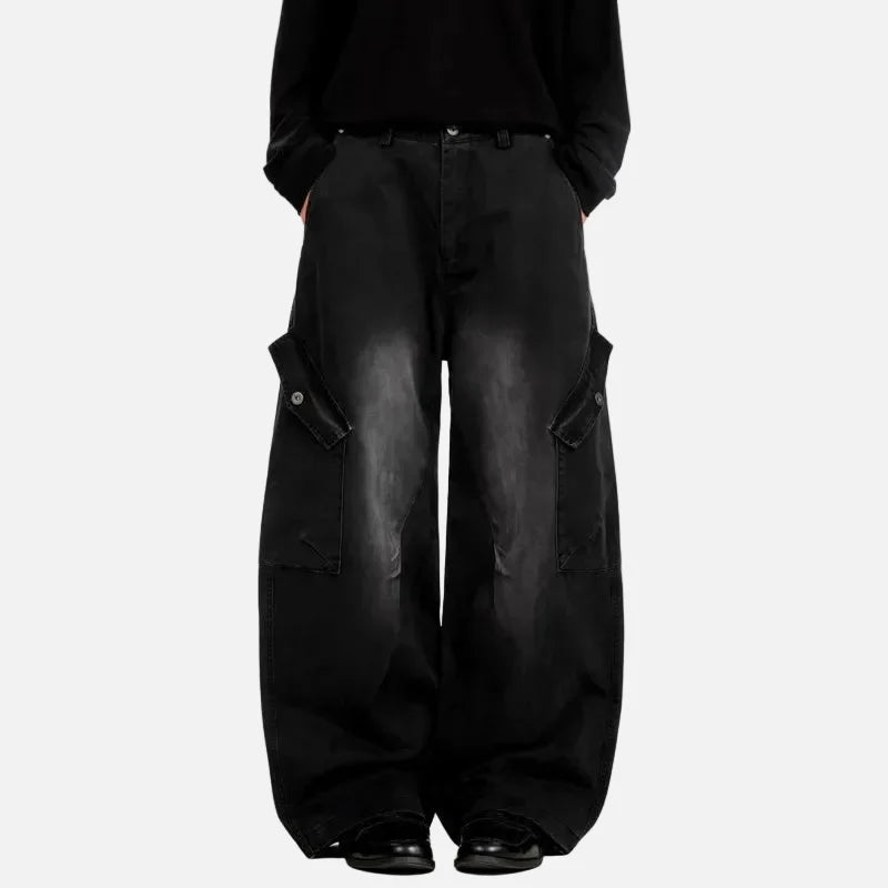 Retro Mid Waist Cotton Cargo Pants