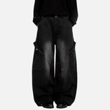 Retro Mid Waist Cotton Cargo Pants