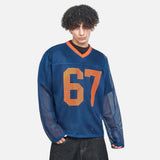 Y2K Contrast Paneled Mesh Long Sleeve T-Shirt