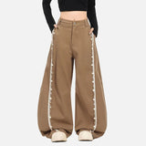 Shell Decoration Patchwork Wide Leg Pants