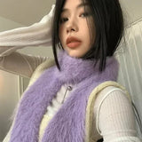 Fuzzy Long Strip Solid Color Scarves