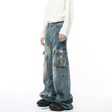 Lightweight Vintage Distressed Cargo Jeans