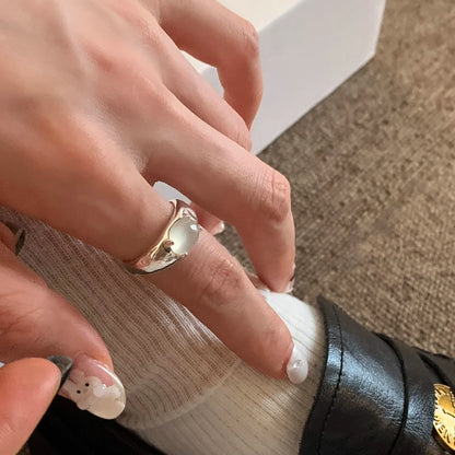 Women Chalcedony Geometry Sterling Silver Ring