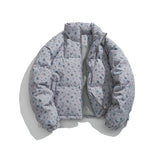 Floral Stand-Up Collar Thickened Puffer Jacket