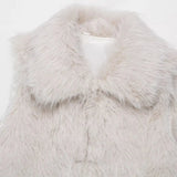 Fashionable Chic Beige Faux Fur Vest