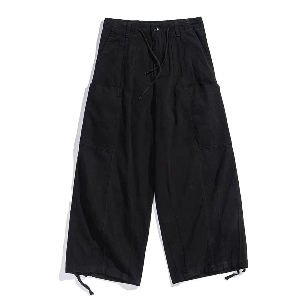 Solid Color Loose Fit Cargo Pants