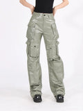 Vintage Zipper High Waist Baggy Leather Pants