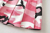Pleated Camouflage Mini Skirt