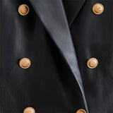 Trendy European Style Classic Suit Leather Coat