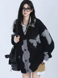 Vintage Butterfly Jacquard Knitted Cardigan