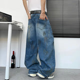 Iconic Blue Distressed Loose Straight Jeans