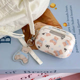 Front view of the Teddy Bear Bow Earbud Case