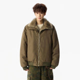Streetwear Solid Color Padded Faux Fur Jacket