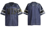 Mesh Embroidered Patchwork Jersey Polyester T-Shirt