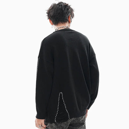 Ripped White Stitches Sweater
