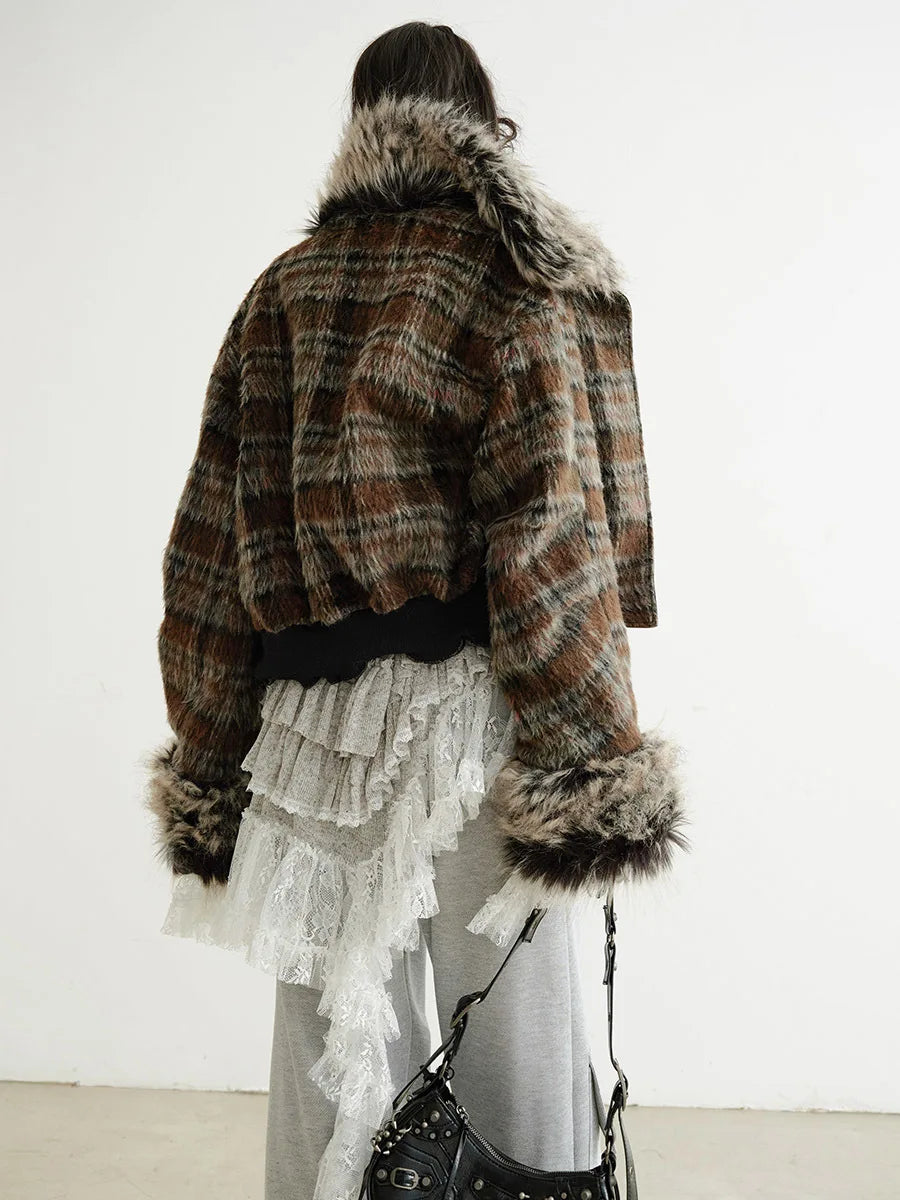 Women Retro Essential Chic Solid Fur Jacket