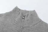 Graffiti Printed Ripped Knitted Zipper Cardigan