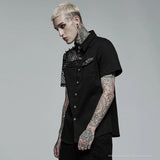 Gothic Asymmetric Black Ghost Button Shirt