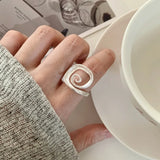 Matte Swirl Spiral Geometric Adjustable Ring