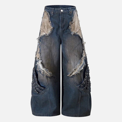 Streetwear Raw Edge Dirty Dying Denim Jeans