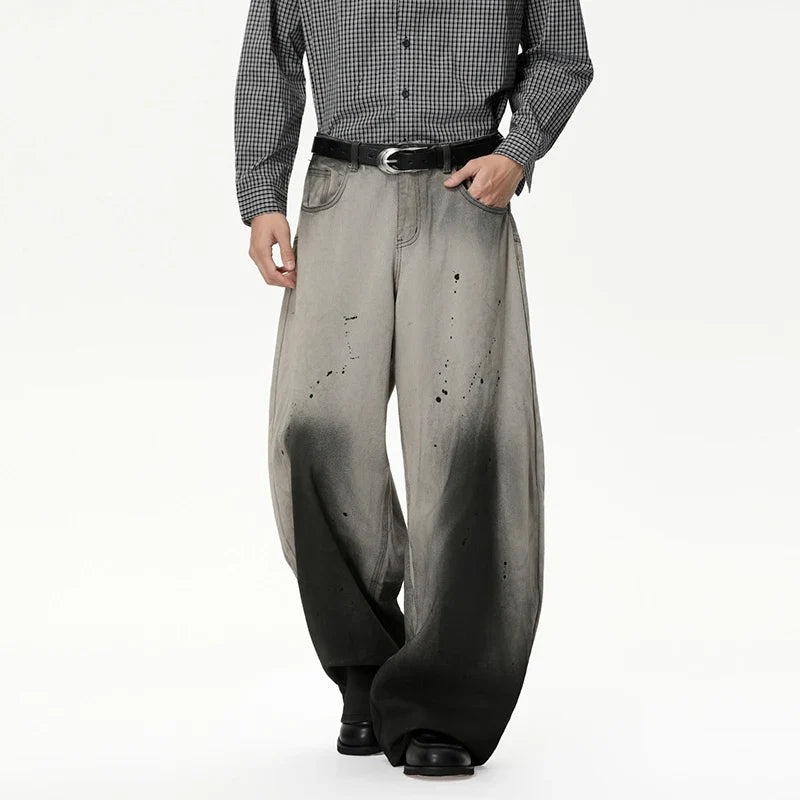 Splash Ink Gradient Color Wide Leg Jeans