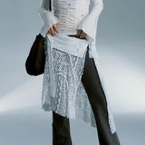 Vintage Lace Irregular White Skirt