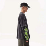 Vintage American Style Letter Print Long Sleeve T-Shirt