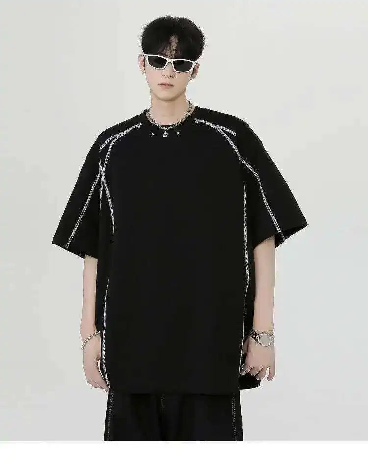 Stylish Loose Stripe Printed Short Sleeve T-Shirt