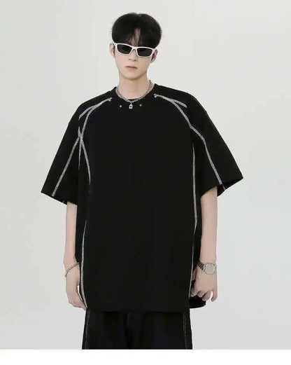 Stylish Loose Stripe Printed Short Sleeve T-Shirt