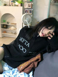 Vintage Letter Jacquard Knitted Sweatshirt