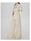 Vintage Casual Lace-Up High Waist Pants