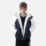 Flattering Paneled Fur Collar Raglan Sleeve Jacket